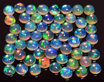5 Stück natürliche äthiopische Opal-Cabochons, 3 mm bis 10 mm, runde Form, Feueropal-Edelstein-Cabochon, lose Steine, Cabs, glatte Edelsteine
