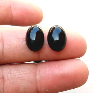 AAA+ Quality Natural Black Onyx Oval Shape Cabochon Flat Back Calibrated Wholesale Gemstones, All Sizes Available