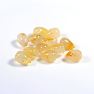 Golden Rutilated Quartz Teardrop Beads: AAA+ Polished Gemstone (7x10mm-15x20mm)