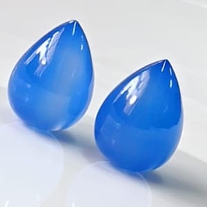 Blue Chalcedony Teardrop Beads: AAA+ Quality Gemstone Jewelry Making (7x10mm to 15x20mm) - 2 Pcs
