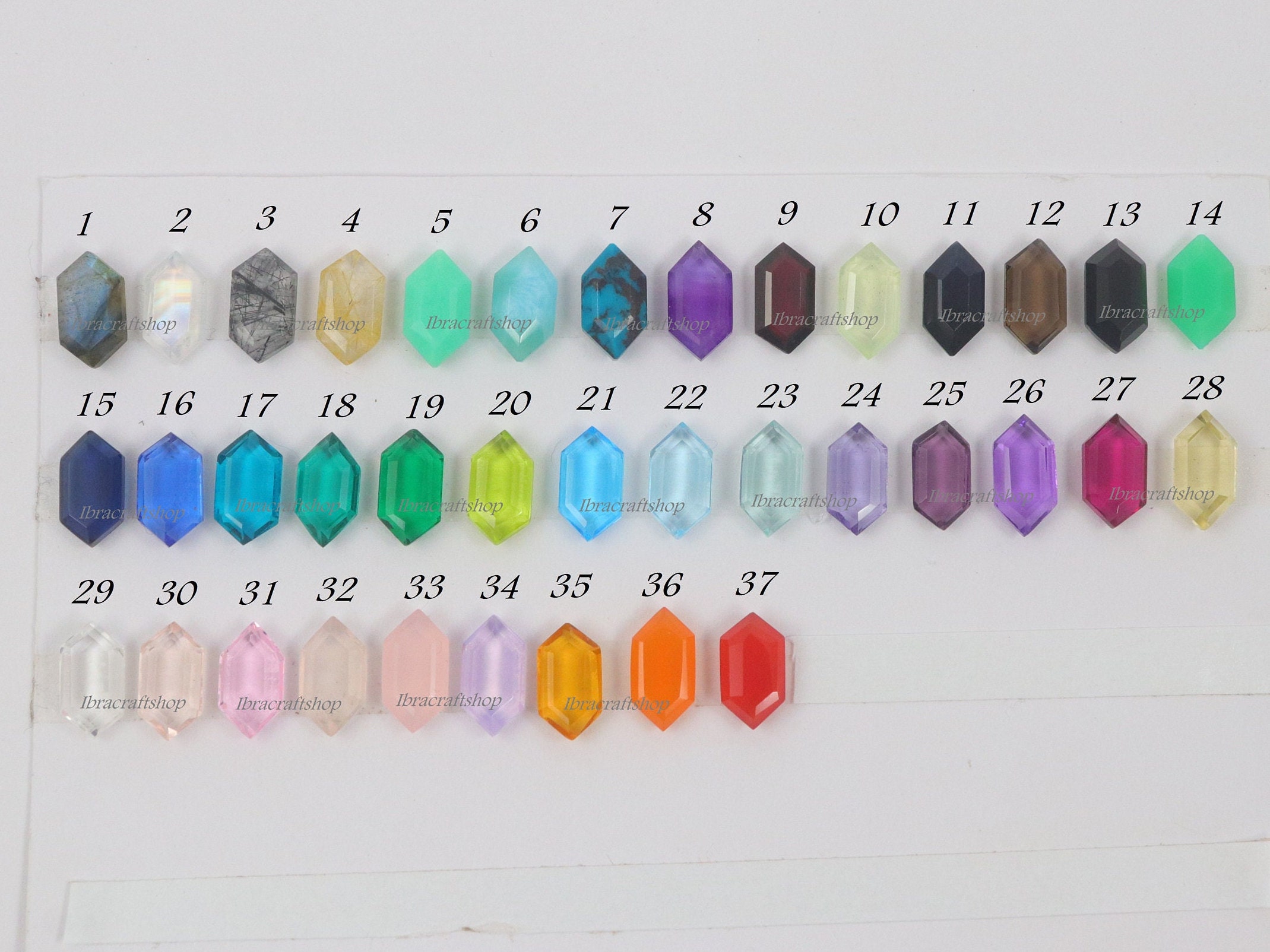 Mix Gemstone Hexagon Beads: 11x6 Mm Tablet Cut Jewelry Stones - 1