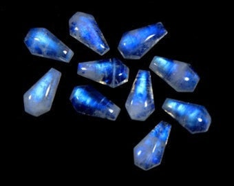 Regnbågsmånstens-kista-cabochoner: Handgjorda ädelstenspar (17 x 10 MM)