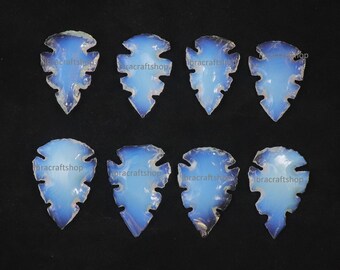 Punta di freccia a mezzaluna in opalite: pietra preziosa sfusa per la creazione di gioielli (50 x 22 mm)