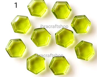AAA+ Quality 10pcs 8mm to 20mm  Hexagon Shape Both Side Tablet Cut Jewelry Making Loose Gemstone