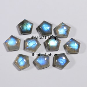 Natural Labradorite Pentagon Shape Smooth Approx. 10X10 mm Pentagon Shape Flat Bottom Jewelry Making Loose Gemstone Labradorite