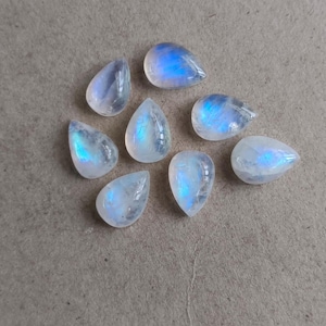 AAA+ Quality Natural Rainbow Moonstone Pear Shape Cabochon Flat Back Calibrated Gemstones, Moonstone Cabochon Gemstones All Sizes Available