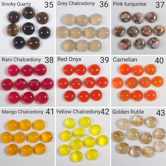 SUPERFINDINGS 36Pcs Cabochons Demi-Ronds 8mm 18 Couleurs Pierres Naturelles Pour Bijoux