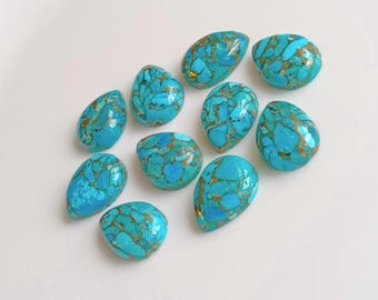 Blue Copper Turquoise Pear Cabochon: Calibrated Teardrop Gemstone