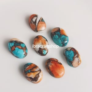 Natural Oyster Turquoise Oval Shape Flat Back Cabochon Calibrated AAA Quality Gemstones, All Sizes Available Top Grade Gemstone.