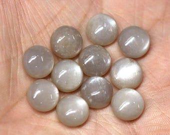 AAA Quality Grey Moonstone Cabochon: Round Flat Back Gemstone