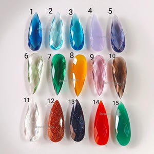 1 Pair Long Pear Briolettes Gemstone 30X10 mm Pear Briolette Cut Both Side Checker Cut Mix Gemstone Long Pear Cut For Jewelry Making
