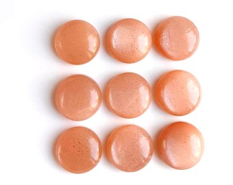 Peach Moonstone Cabochon: Round Flat Back Gemstone (3-20 MM)