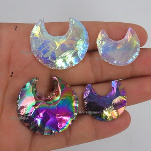 Angel Aura Crescent Moon: Titanium Coated Opalite Crystal (30-35mm)