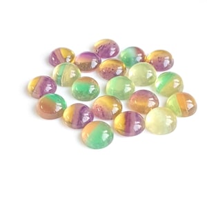 AAA+ Quality Natural Fluorite Round Shape Cabochon Flat Back Calibrated Wholesale Gemstones, All Sizes