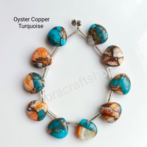 10 Pcs Lapis Turquoise Copper Heart Shape Approx. 10 mm Heart Briolette Both Side Plan Smooth Cabochon Gemstone Side Drill Bead Strand