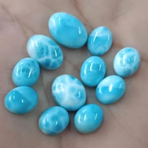 AAA+ Quality Natural Larimar Oval Shape Cabochon Flat Back Calibrated Wholesale Gemstones All Sizes Available