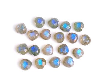 AAA+ Quality Natural Labradorite Heart Shape Rose Cut Flat Back Calibrated 5mm To 20mm Jewelry Making All Sizes Available