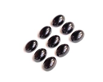 AAA+ Quality Natural Black Onyx Cabochon: Oval Shape Flat Back Calibrated Gemstones