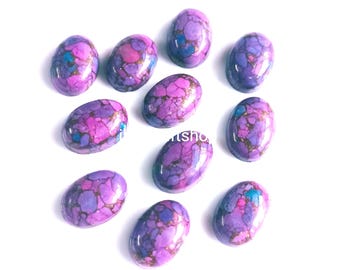 Purple Copper Turquoise Cabochon: Oval Flat Back Calibrated Gemstone