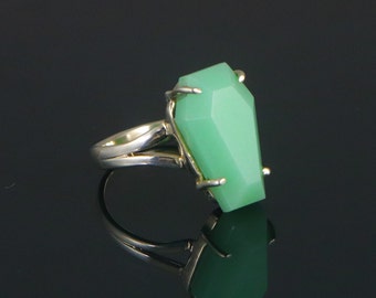 Handmade Sterling Silver Coffin Ring: Mixed Gemstone Jewelry
