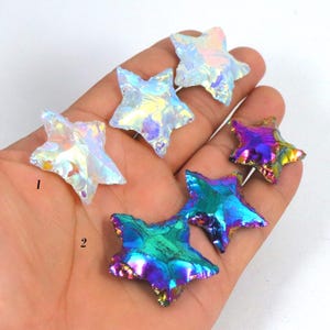 Angel Aura Quartz Star Aura Obsidian Crescent Star Rainbow Coated Crystal  Star Titanium Coated Aura Healing Crystal
