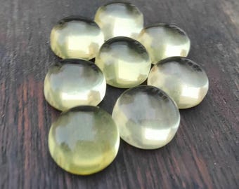 AAA+Quality Lemon Quartz Gemstone Round Cabochon Flat Back Gemstone for Jewelry Making