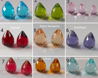 Half top drilled 1 Pair Briolette cut teardrop gemstones 7X10mm to 13X18mm Drop shape Gemstone Briolette cut Faceted High Polished Handmade