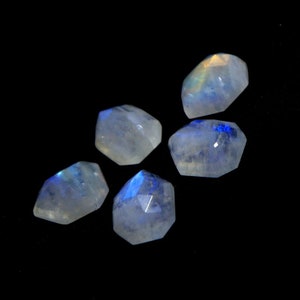 AAA+ Quality Natural Rainbow Moonstone Tortoise Shape Approx. 16X12 MM Rose Cut One Side Checker Cut Flat Bottom Blue Fire Rainbow Moonstone