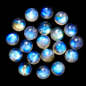 AAA+ Quality Natural RAINBOW MOONSTONE Round Cabochon Flat Back Moonstone , Round Gemstones, blue fire rainbow moonstone,all sizes available