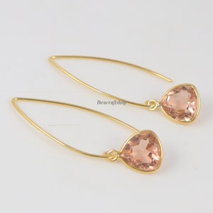 Orecchini Trillion Orecchini con pietre preziose miste Orecchini pendenti Orecchini con taglio Trillion Orecchini in argento sterling 925 placcati in oro Orecchini con pietre preziose in oro