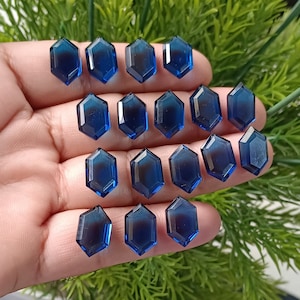 1 Pair 11X6 mm, 14X11mm, 16X10mm, 20X10mm Hexagon shape London Blue Topaz cut stone faceted , Handmade Gemstone Jewelry Making Gift for her