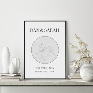 Personalised Location Map Print, Couples Personalised Poster, Custom Map, Wedding Gift