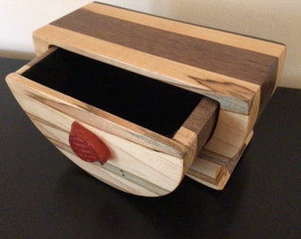 Wormy maple and walnut jewelry box