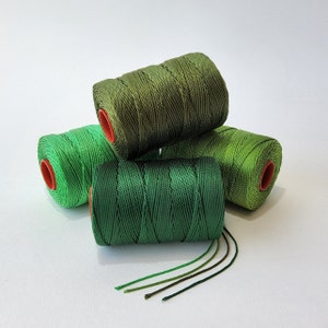 Woodland Greens Cord, 2mm strong twisted nylon, Green, Pine, Leaf, Olive