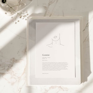 He is Gemini Print.. Gemini Gift, Astrology Print, Custom Star Sign Print, Star Sign Wall Art Boho, Gemini Poster, Gemini Gift For Him