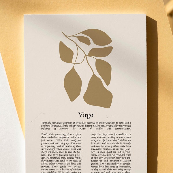 The Virgo Print.. Virgo Gift, Astrology Print, Custom Star Sign Print, Star Sign Wall Art Boho, Virgo Poster, Virgo Gift For Her