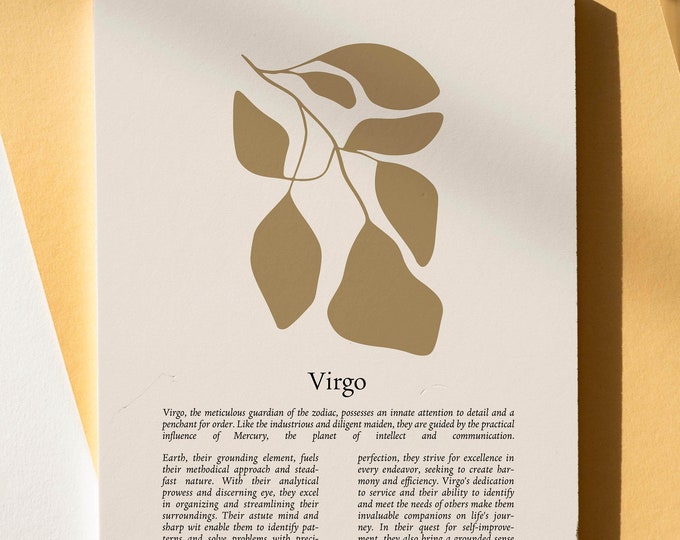 The Virgo Print.. Virgo Gift, Astrology Print, Custom Star Sign Print, Star Sign Wall Art Boho, Virgo Poster, Virgo Gift For Her