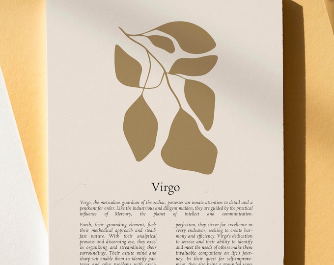 Virgo Print: Boho Star Sign Wall Art, Astrology Gift