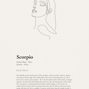 She is Scorpio Print.. Scorpio Gift, Astrology Print, Custom Star Sign Print, Star Sign Wall Art Boho, Scorpio Poster, Scorpio Gift For Her image 2