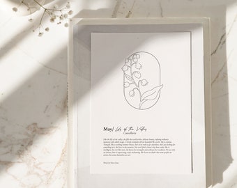 Like the Lily.. May birthday gift / Flower print / May Birth Flower Gift / Lily Birth Flower / Birth flower print / Convallaria /