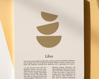 The Libra Print.. Libra Gift, Astrology Print, Custom Star Sign Print, Star Sign Wall Art Boho, Libra Poster, Libra Gift For Her