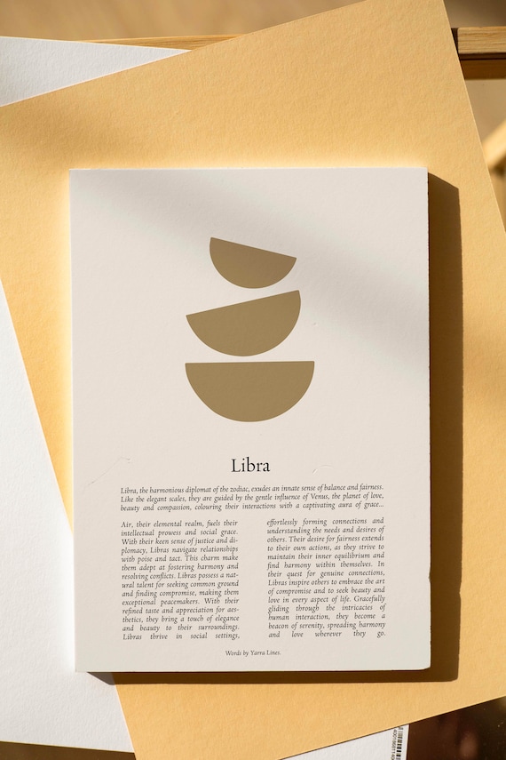 Libra Astrology Print: Star Sign Wall Art, Boho Decor