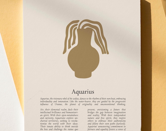 The Aquarius Print, Aquarius Gift, Astrology Print, Custom Star Sign Print, Star Sign Wall Art, Aquarius Poster, Aquarius Gift For Her