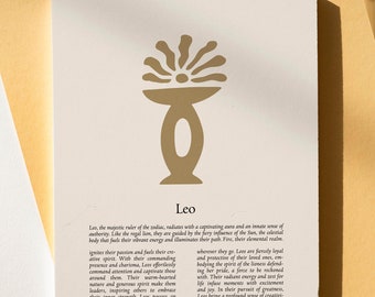 Leo Zodiac Print: Star Sign Wall Art, Astrology Gift