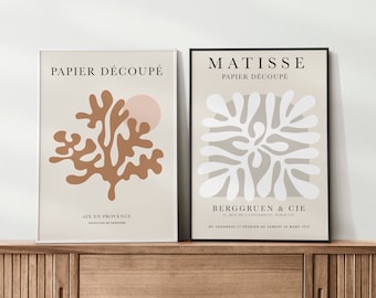 Matisse Set of 2 Prints, Neutral Matisse Prints , Beige Matisse Prints, Matisse Exhibition Poster, Henri Matisse Print, Minimalist Art