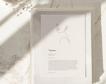 Taurus Star Sign Print: Boho Astrology Wall Art (A4)