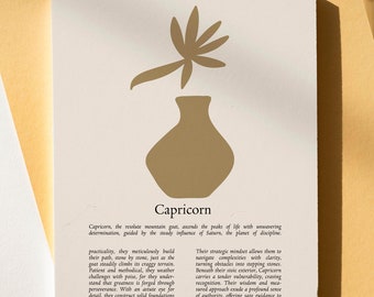 Capricorn Print: Astrology Star Sign Wall Art, A4 Linen Paper