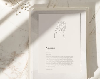 Aquarius Star Sign Print: A4 Astrology Wall Art
