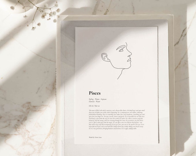 Pisces Man Print: Star Sign Astrology Wall Art