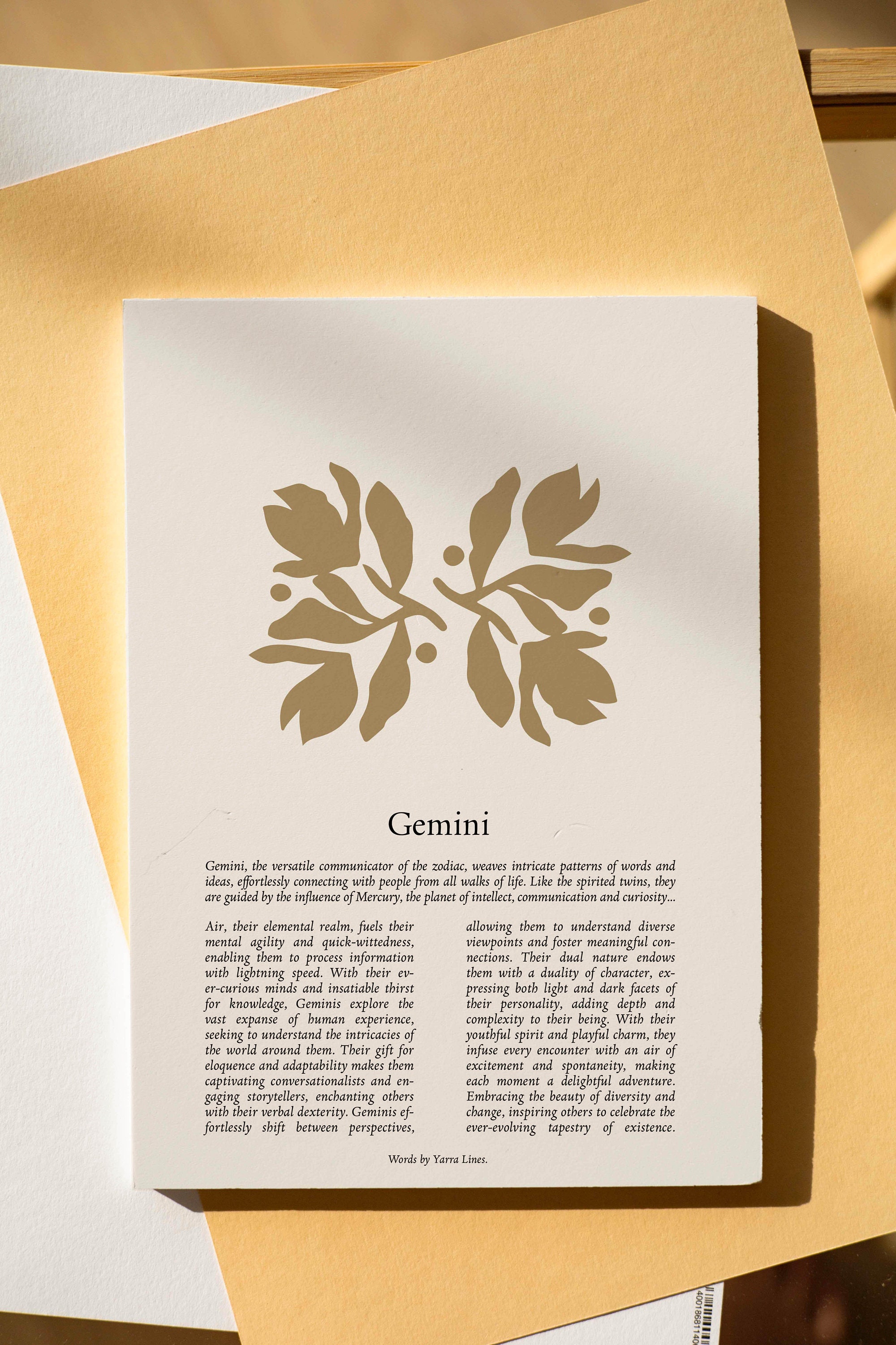Gemini Star Sign Print: Boho Astrology Wall Art